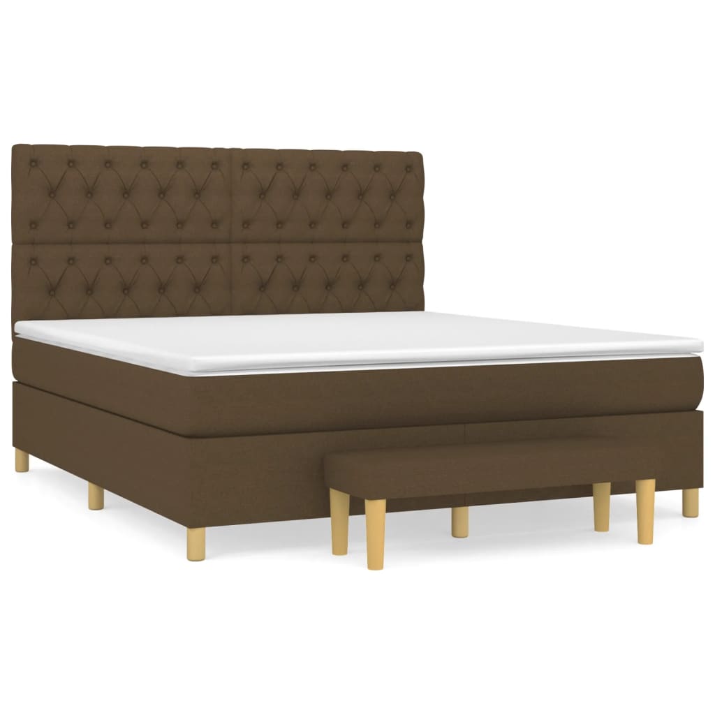 Box Spring Bed with Mattress Dark Brown 160 x 200 cm Fabric