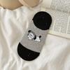 Black, White and Grey Summer Thin Silicone Anti-slip Color-blocking Boat Socks Cartoon Animal Dot Yarn Boneless Invisible Socks