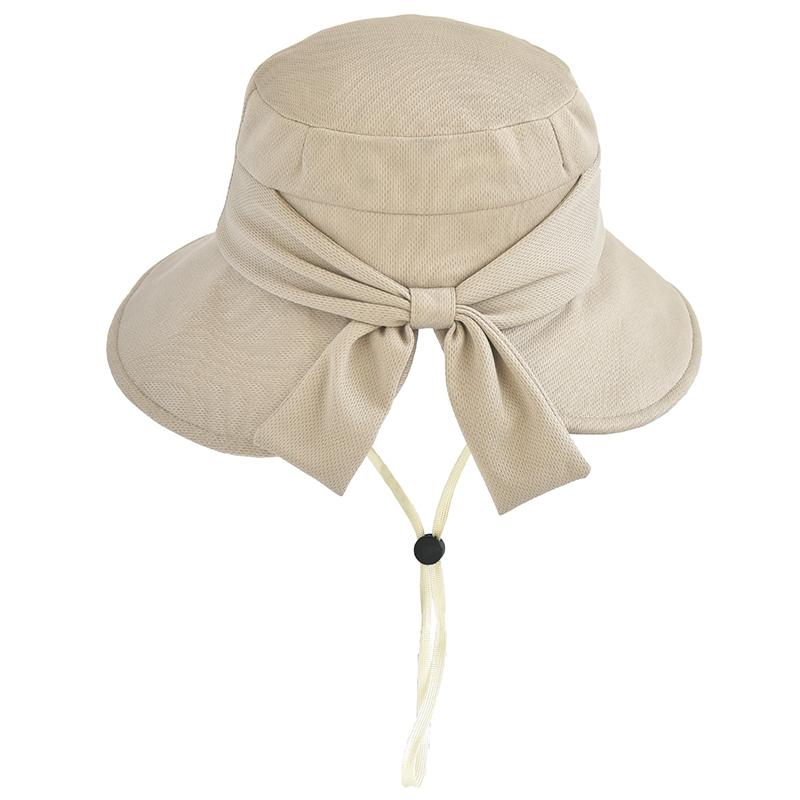 Women's Summer Stylish Bow Bucket Hat - UV Protection Windproof Cord Sun Cap, Breathable Outdoor Sun Hat