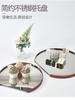Stainless Steel Mirror Leather Tray Desktop Storage Container Jewelry Display Geometric Circular Storage Tray Cake Plate
