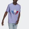 Adidas Originals Trefoil Tricolor Tee Loose Round Neck Short Sleeve T-Shirt Men Tops Light-Purple GQ8922