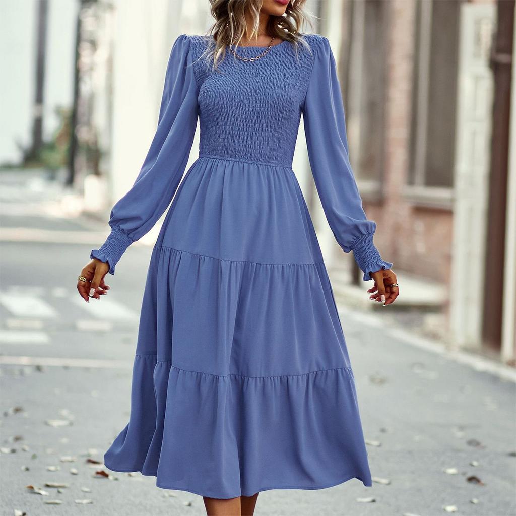 Women's Casual Fashion Sexy Slim Fit Long Sleeve Mid Length With Waist Closed Dress