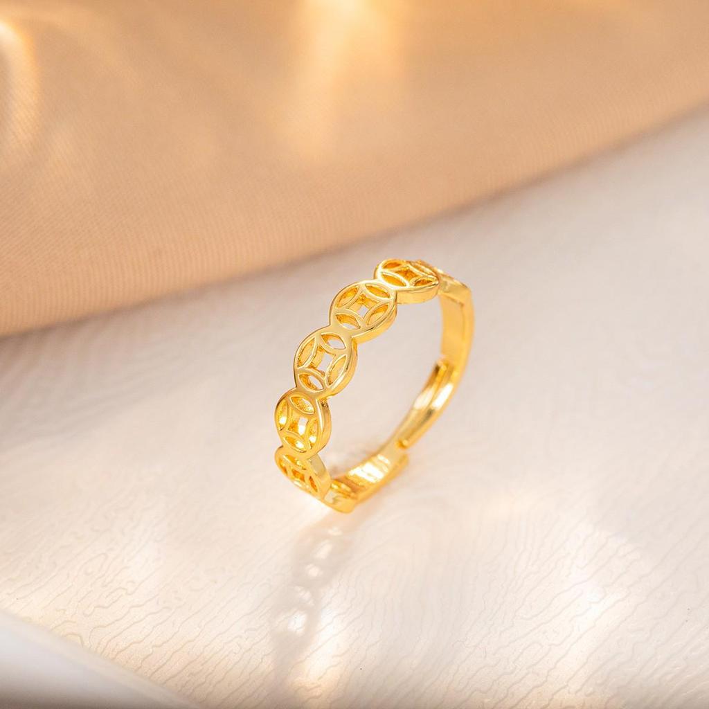 Retro Court-Style Open Coin Ring: Fashionable, Versatile, Niche Design, Simple, and Non-Fading.