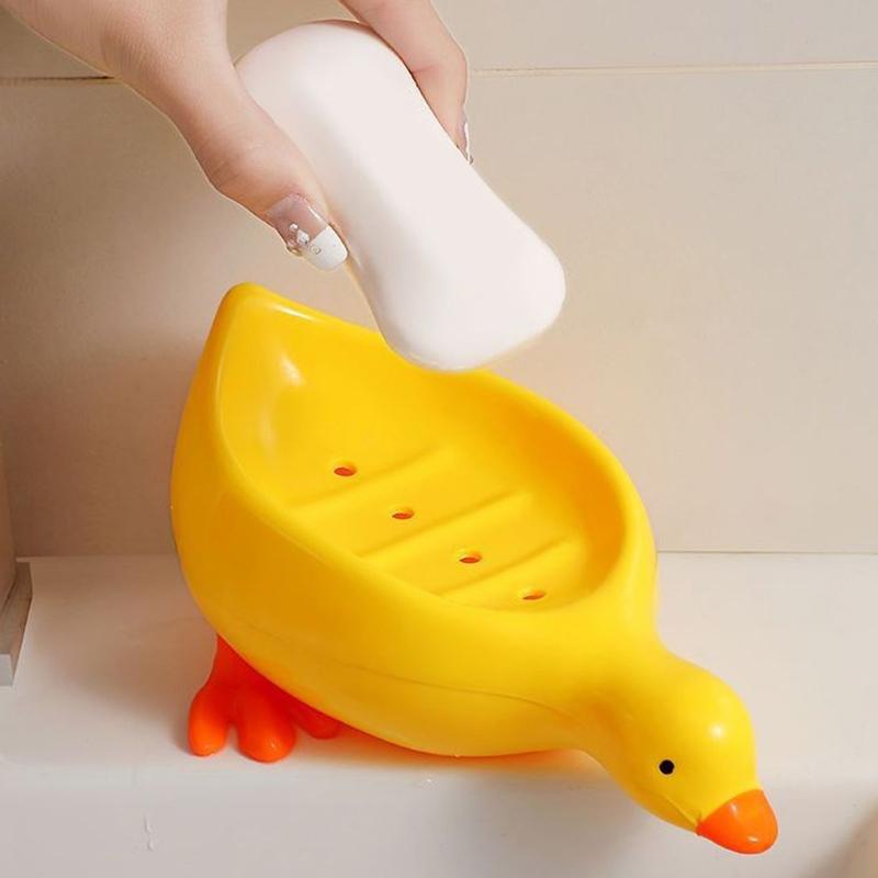 Yellow Duck Shape Soap Box Cartoon Soap Dish Drainable Soap Holder Soap Container Soap Dish For Tray Bathroom Accessories