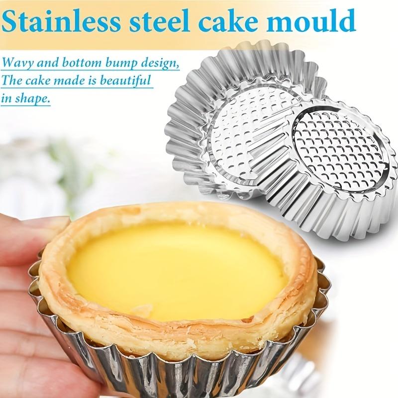 10pcs, Stainless Steel Egg Tart Molds (3.8''), Large Tart Molds, Pie Molds, Non-Stick Cake Baking Pans, Baking Tools,, Home Kitchen Items