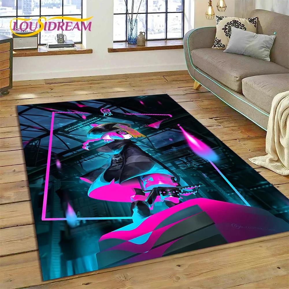 Tappeto Gioco Cartone Animato Splatoon3 PC Gamer per Camera da Letto Soggiorno Decorazione Casa Divano, Tappetino da Pavimento Decorativo Grande Gioco per Bambini Regalo