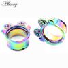 Alisouy 2PC Edelstahl Finger Blume Eule Fledermaus Ohr Tunnel Plug Flesh Expander Bahren Messgeräte Ohrring Piercing Körper Schmuck