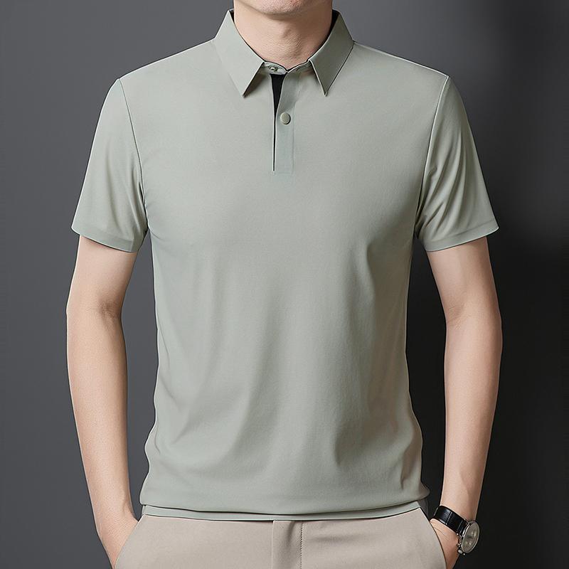 Short Sleeved Polo Shirt Men's Short Sleeved T-shirt Men's Solid Color Short Sleeved Pullover Sweatshirt Simple Polo Shirt Men's Short Sleeved T-shirt