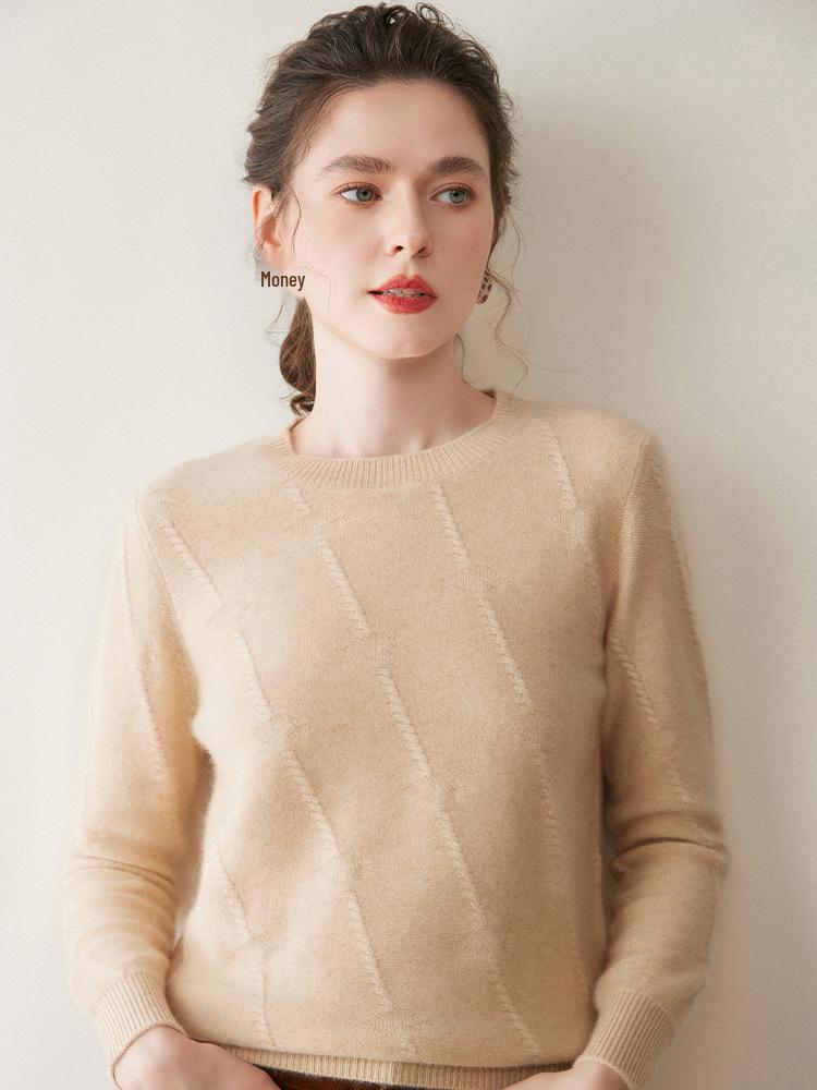 Women's Cashmere Round Neck Sweater: Autumn & Winter Knit Base Layer, Loose Versatile Design