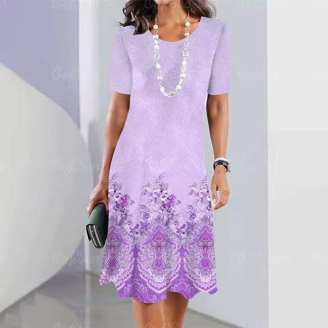 3D Digital Printing Dresses Women's Summer Short-sleeved O-neck Casual Loose Dress