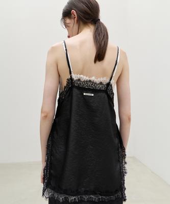 Leuba Silky Lace Layered Slip Top - Black