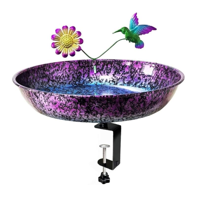 

Attractive Metal Bird Water Dish For Outdoor Environment Having Removable blossomy fashion Invites Birds Butterflies 1