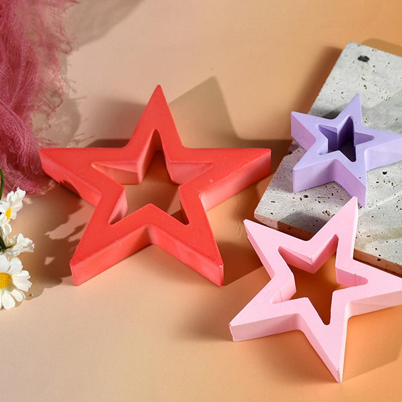 1Pc DIY Epoxy Mould Hollow Star Decoration Table Mould Hollow Large Medium and Small Pentagram Silicone Mould
