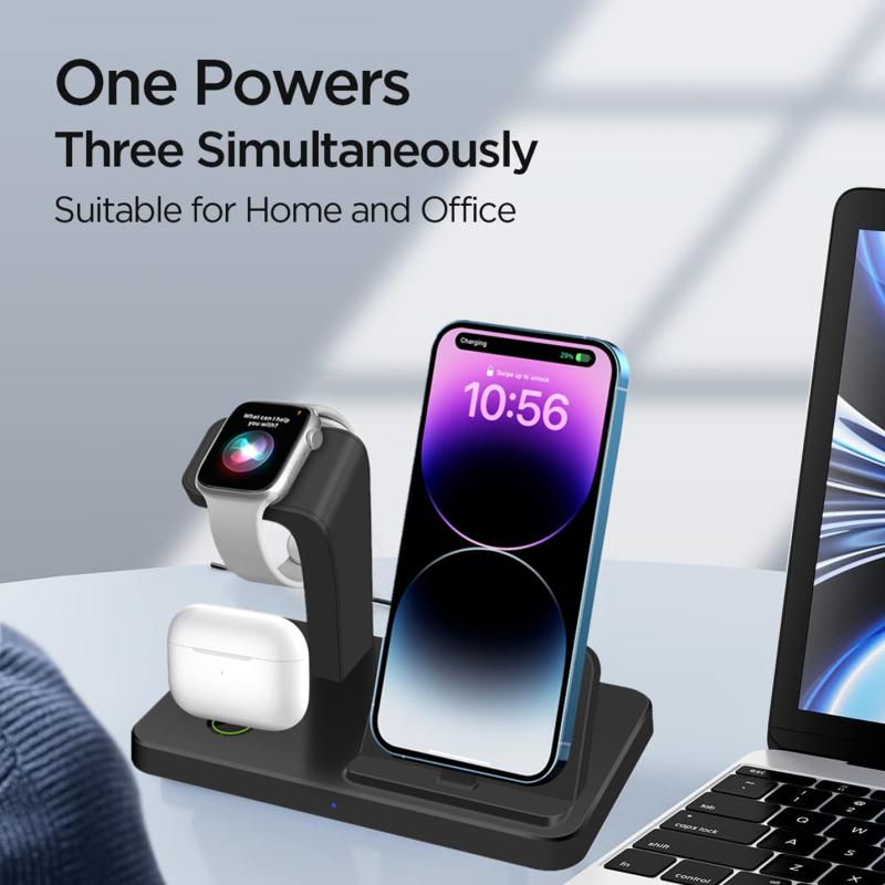 3 In 1 Wireless Ladegerät Stehen Dock Für Apple Uhr 9 8 Airpods Pro Mehrere Geräte Schnelle Ladestation Für IPhone 14 13 12 11