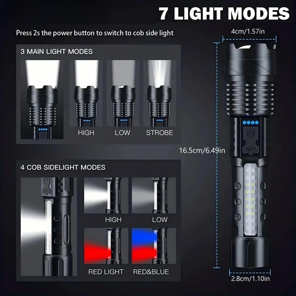 Powerful XHP50 Flashlight Zoomable Flashlight Handheld Lighting Night Work Emergency Torch for Outdoor Camping Fishing Lantern
