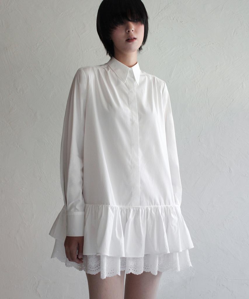 Rubati Ruffle Shirt Mini Dress_White