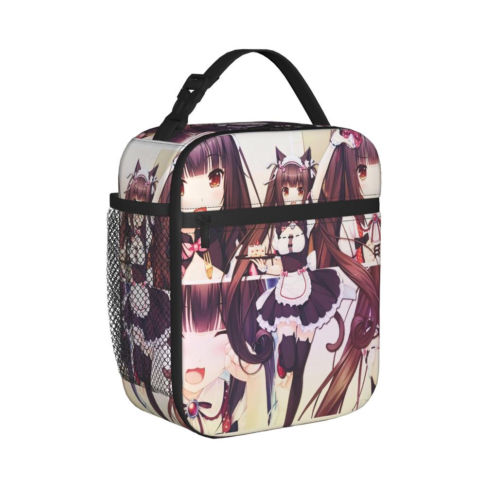 Nekopara Chocola Insulated Lunch Bag Portable Reusable Thermal Bag Tote Lunch Box College Outdoor Food Storage Bags