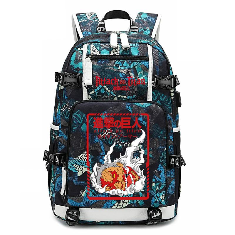 Attack on Titan Print School Backpack Large Capacity Travel Bookbag for Kids Boys Girls