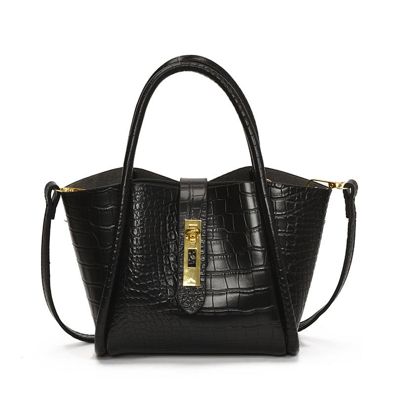 Crocodile pattern mother and child personalized commuter portable bucket bag 2025 new fashion casual simple shoulder bag crossbody women's bag