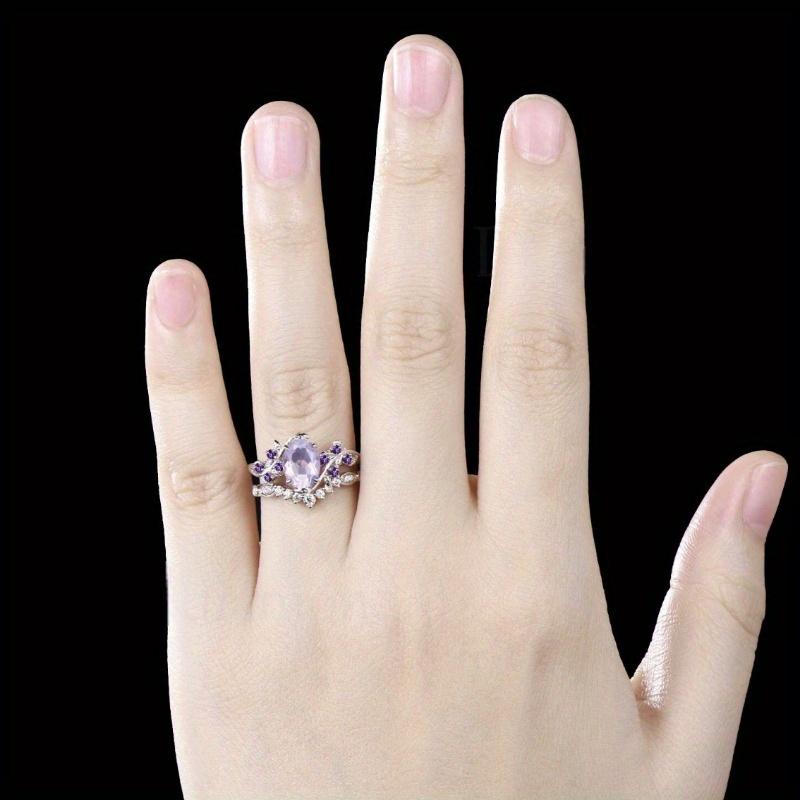 Accessories1pc Fashion Design Stylish Inlaid Purple Synthetic Zircon Ring for Everyday Wear Jewelry