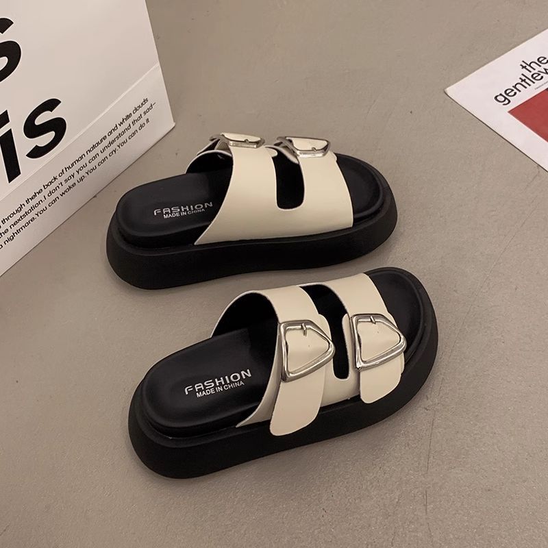 

Fashion Woman Slippers Black Platform Shoes for Women on Beach Slides Roman Summer 2025 Small Size New Style Promotion Wholesale Sandals 40
