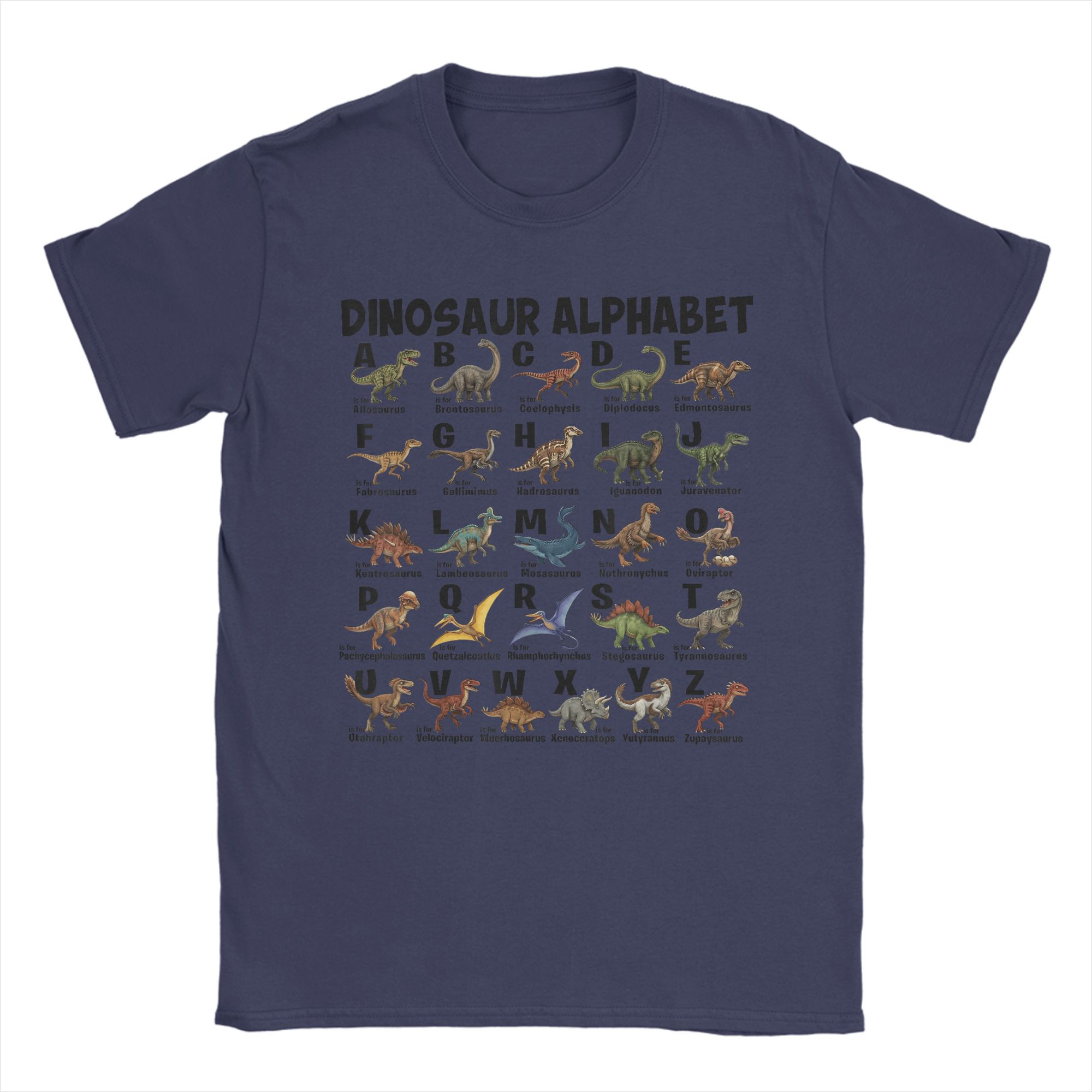 

Types of Dinosaurs Alphabet AZ Dino Girls Boys Dinosaur Cotton T Shirt For Unisex Summer TShirts Novelty Tee Shirt Clothing 4XL