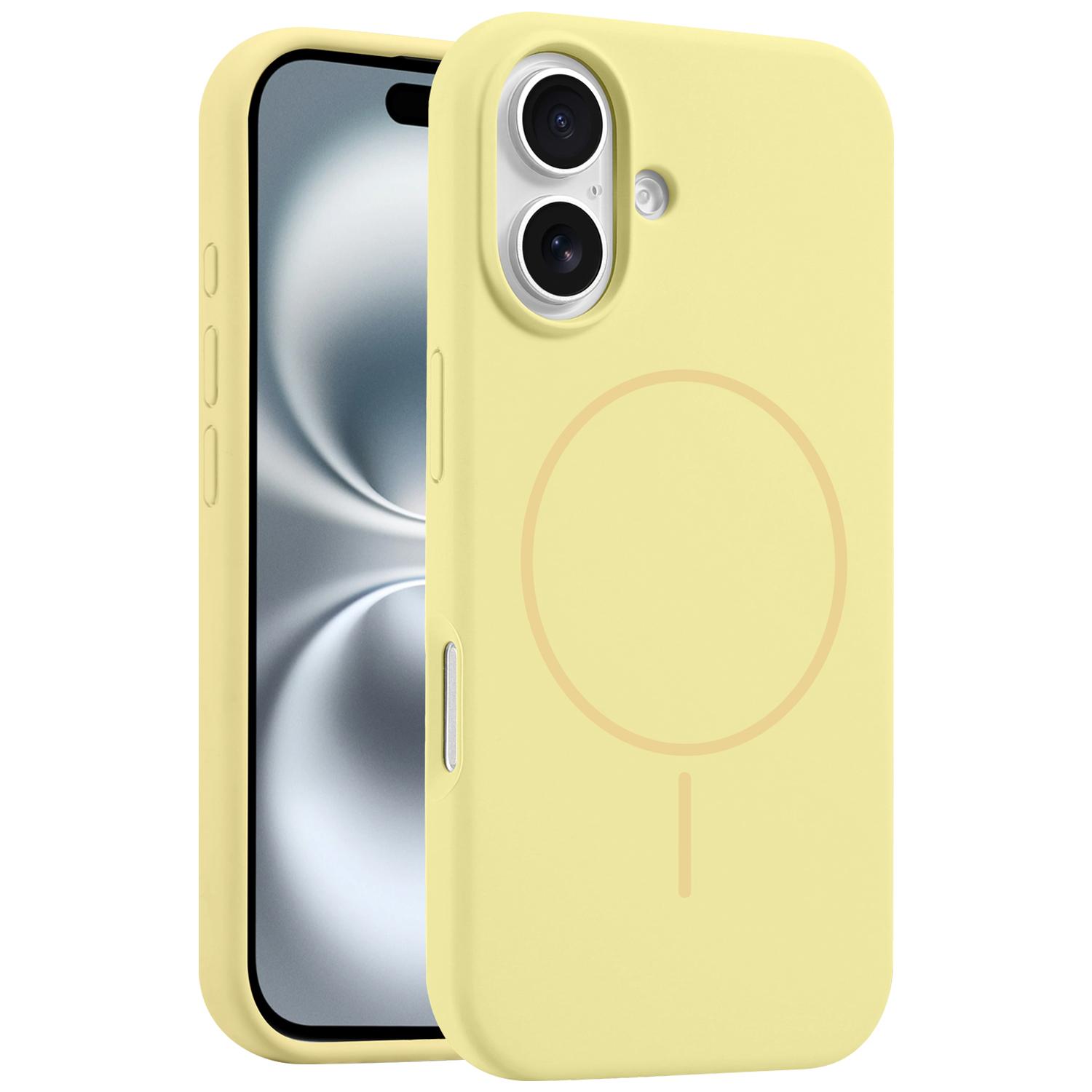 

For iPhone 16 Case Compatible with MagSafe Soft Silicone Shockproof Phone Cover Cream Yellow