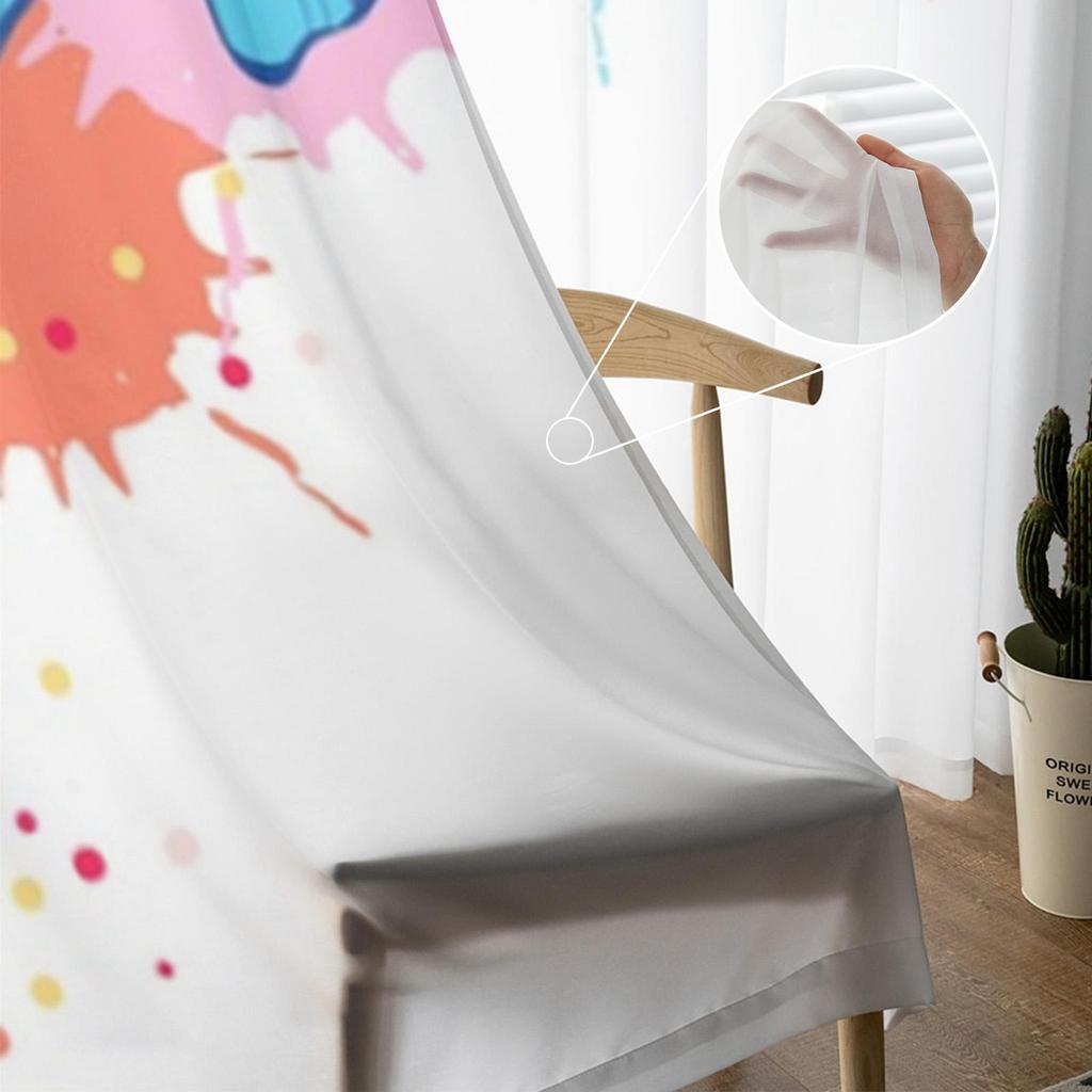 Watercolor Sheer Curtains For Living Room Colored Flowers Bedroom Tulle Curtains Kitchen Window Treatments Panel Drapes