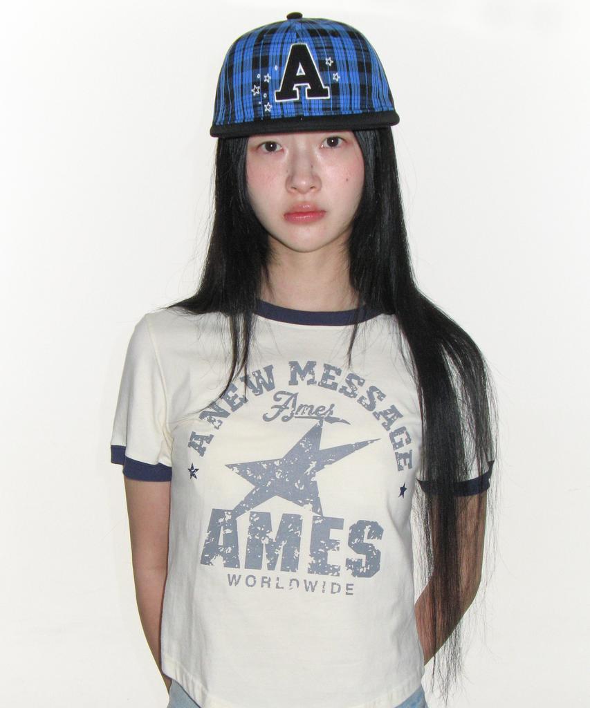 AMES-WORLDWIDE A Check Ball Cap Blue