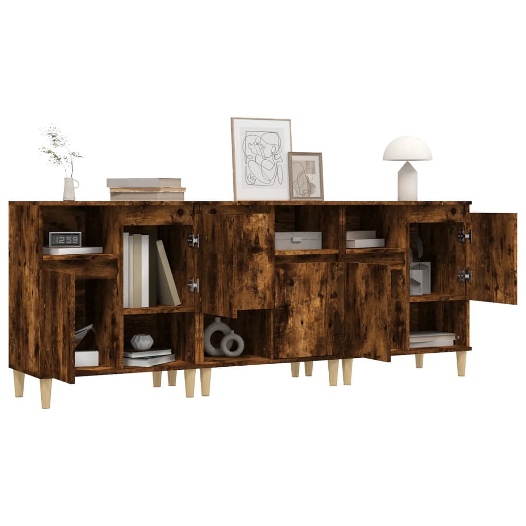 vidaXL Sideboards 3 Stk. Räuchereiche 60x35x70 cm Holzwerkstoff