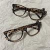 Cat Eye Leopard Bow Glasses Frame No Lenses Vintage Blue Light Blocking Y2K Cosplay Party Decorative Eyewear