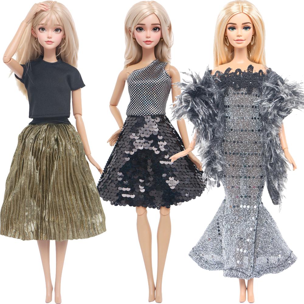 

3 шт./компл. Модная одежда и аксессуары для куклы Барби 11,5 Кукла принцесса для девочки Блестящее розовое белое фиолетовое платье Наряд Детская игрушка подарок