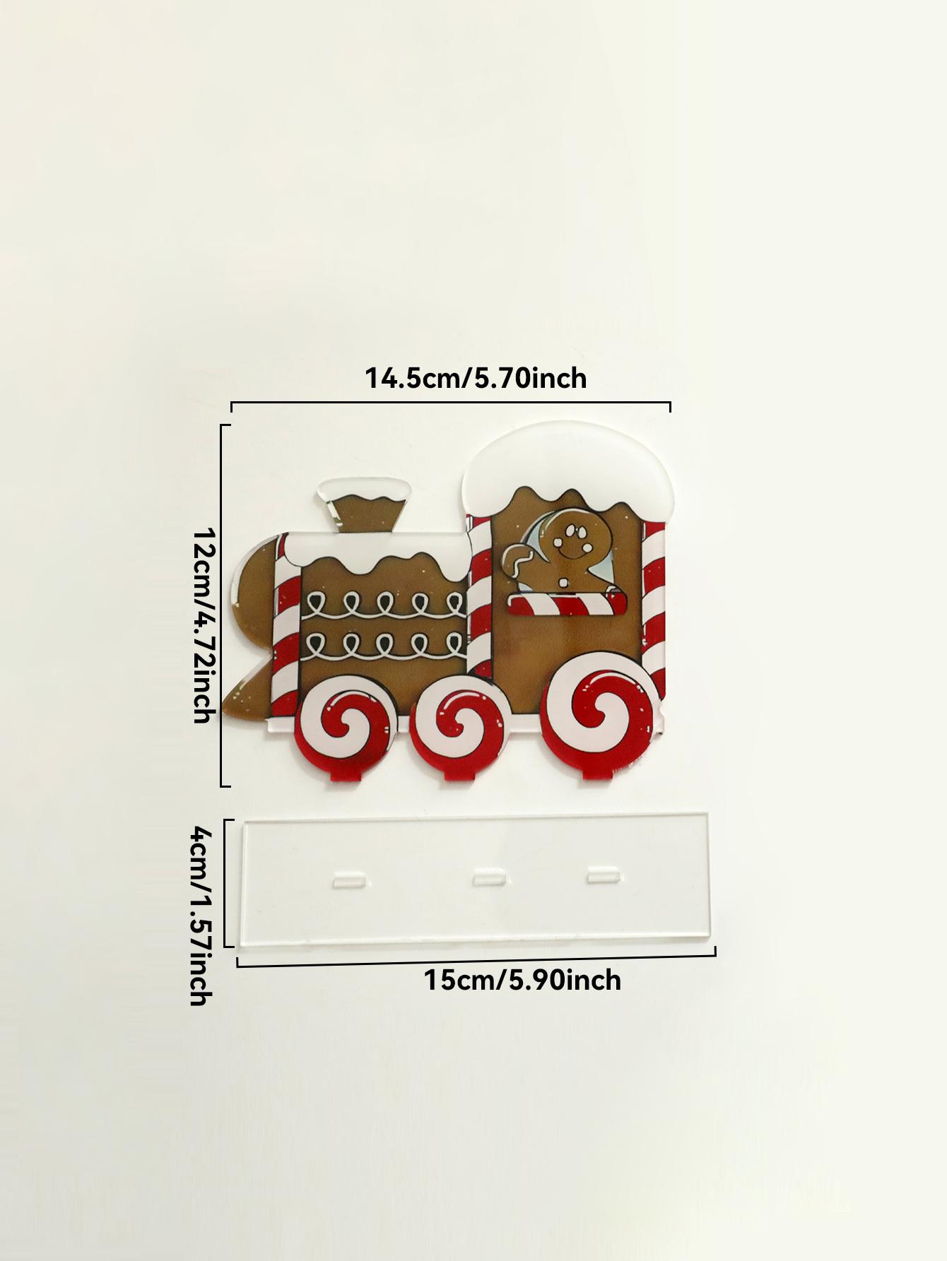 

1pc Christmas Train Decoration,Santa & Gingerbread Man Acrylic Table Ornaments, Festive Desktop Decor for Xmas Tree,Home & Party