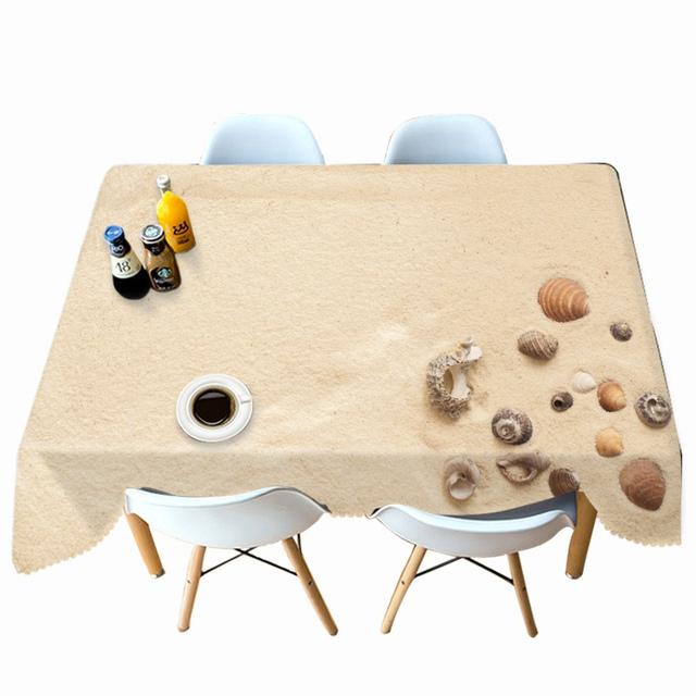 Thicken Cotton Tablecloth Retro Glass Bottle And Starfish Pattern Rectangular Round Table Cloth For Wedding Picnic Party