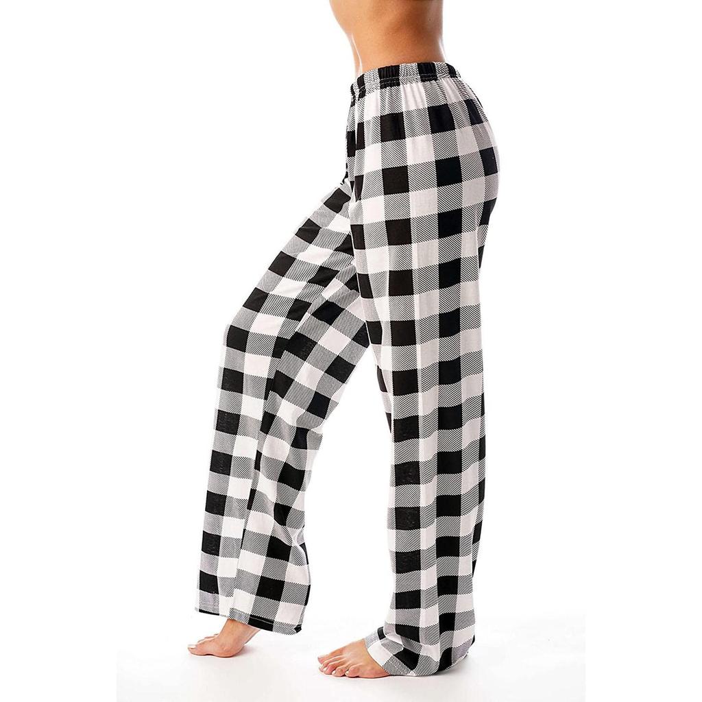 Pantaloni sportivi da donna autunno inverno stampati scozzesi pantaloni lunghi a figura intera