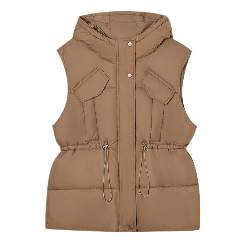Chinese Opera Cotton Vest Women's Loose New Autumn and Winter Down Cotton Vest Vest Loose Vest Cotton Vest Vest Hooded