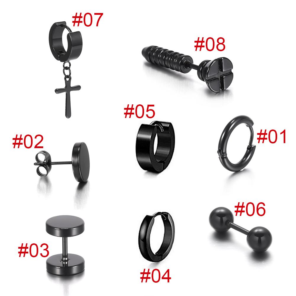 Black Stainless Steel Stud Earrings Simple Fashion Earrings Creative Ear Buckles Accessories Jewelry