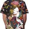 Japanese Style Female Pattern 3D Printed Crew Neck Short Sleeve T-shirt For Men, Casual Summer T-Shirt For Daily Wear And Vacation Resorts