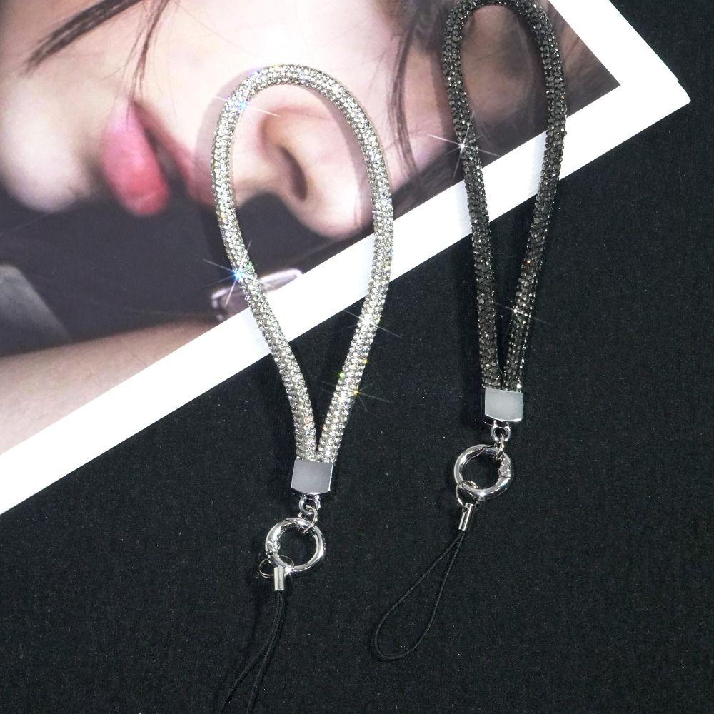 Diamond Crystal Telefonhandledsremmar Nyckelring Flashig Glitter Strass Telefon Snodd Hängande Anti-förlorad Rep