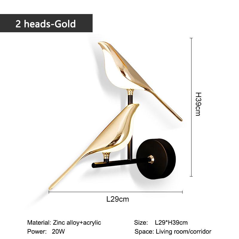 Creative Bird 360° Rotatable LED Wall Lamps Bedroom Bedside Indoor Golden Touch Switch LED Wall Lights Wall Sconce Home