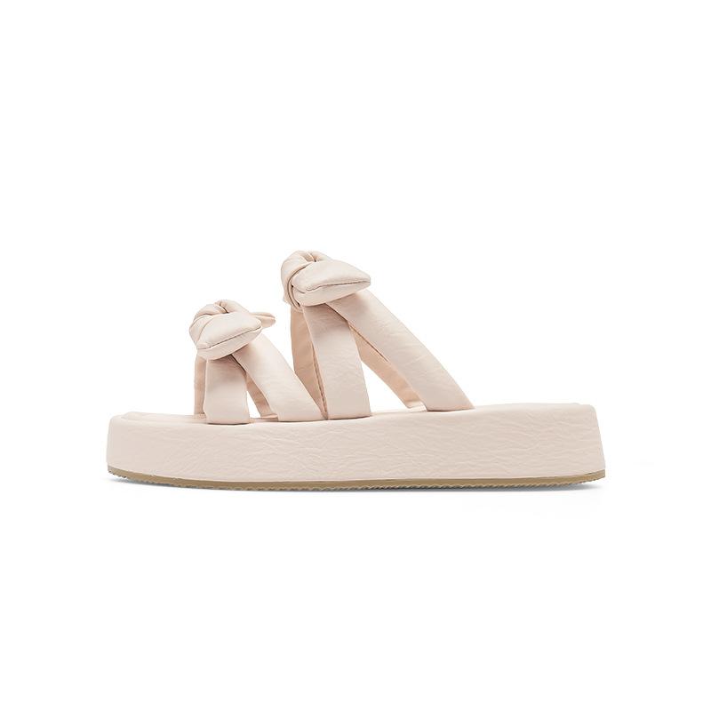 Augustine Platform Slippers Women's Outer Wear Summer 2025 New Bow with Skirt Seaside Beach Cool Slippers