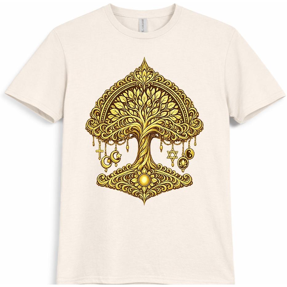 Tree Of Life T-Shirt Mandala Graphic Tee Spiritual Zen Boho Hippie Gift Top S разноцветный