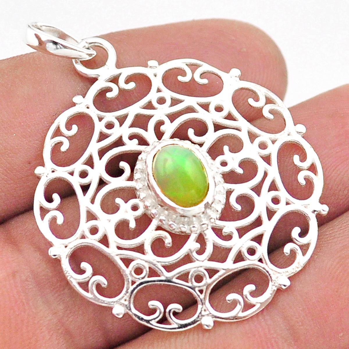 

2.11cts многоцветный эфиопский опал стерлингового серебра 925 кулон ювелирные изделия ручной работы