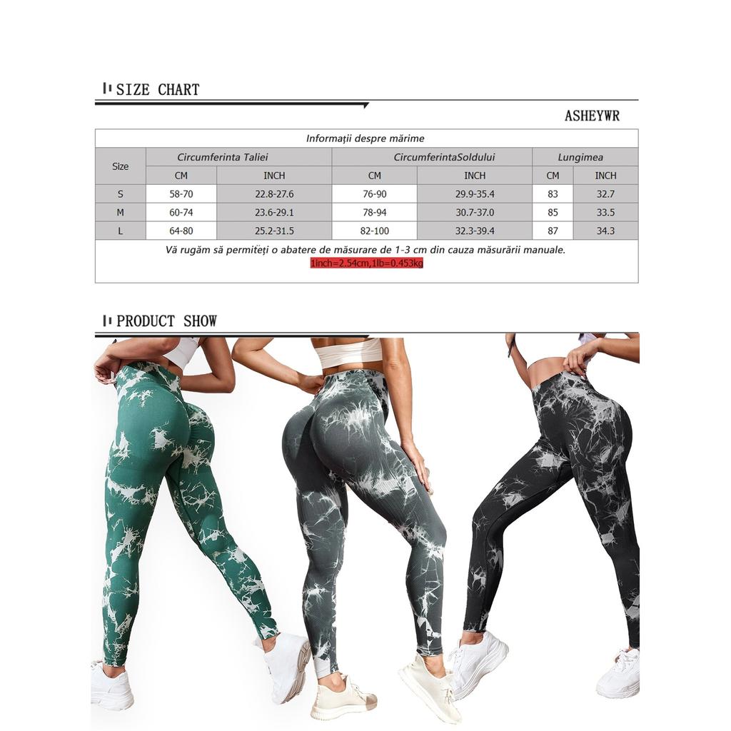 Seamless Tie Dye High Waist Leggings - Black M - Polyester/Spandex - Shaping & Push-Up Effect - Fitness Activewear