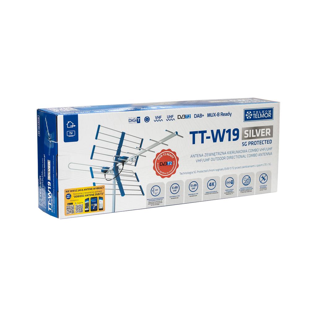 Antenna TV TT W19 Argento COMBO 5G Protetta Telkom Telmor