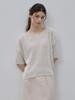 LE STUDIO Cooling Boat Neck Short Sleeve Knit Oatmeal