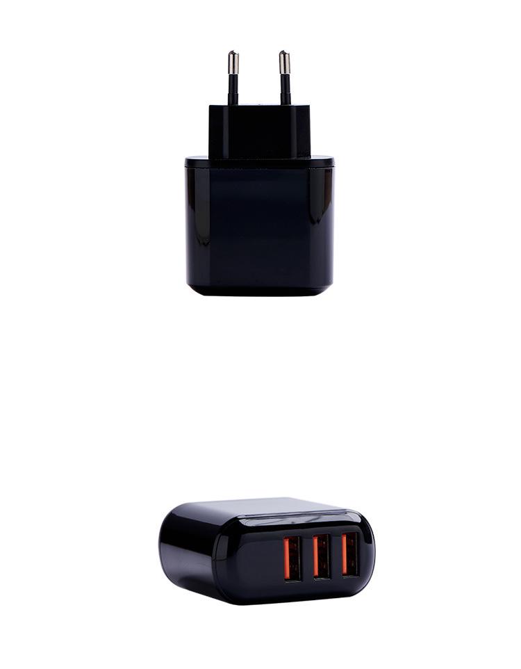 5V2A Fast Charger with Three Ports & Digital Display - Compatible with Apple, PDQC; UK & EU Plugs