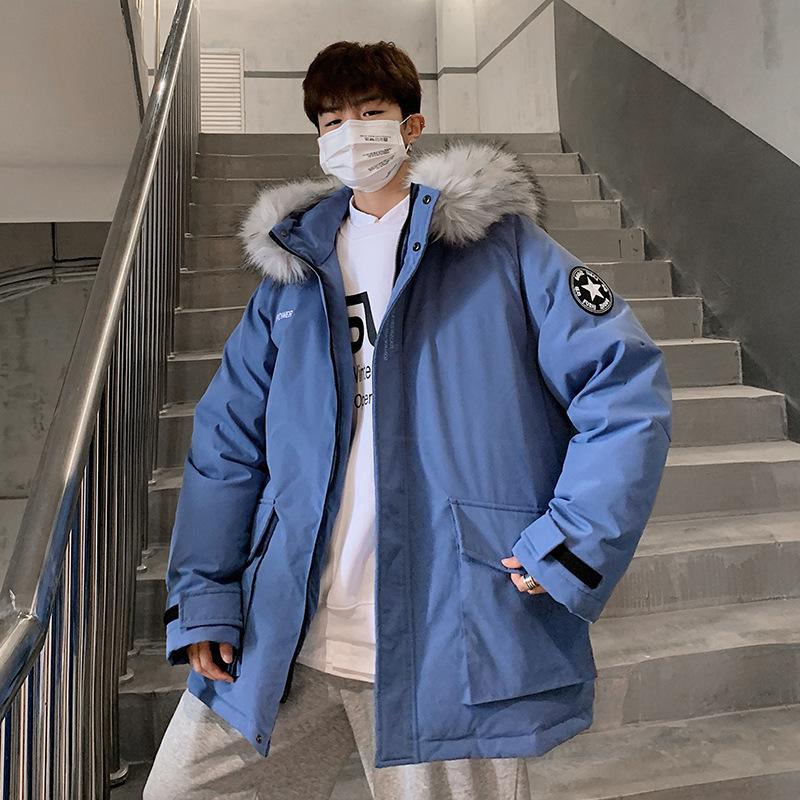 

Мужская и женская зимняя утолщенная куртка с капюшоном и меховым воротником, теплая, для холодной погоды, повседневная, свободного кроя, уютная, из высококачественной ткани, пуховик с наполнителем из белого утиного пуха 3XL синий