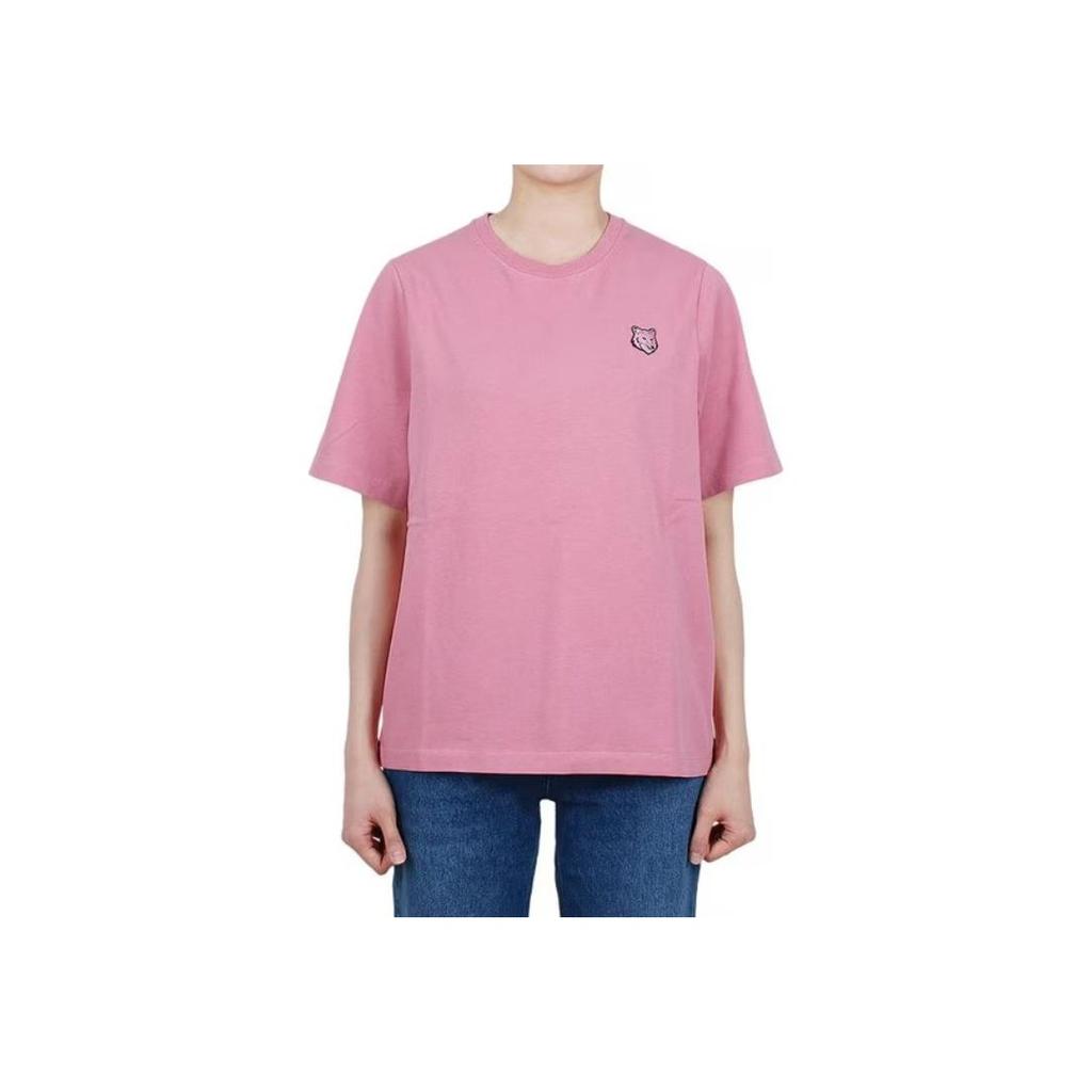 Maison Kitsune Ss24 Fox Pattern Embroidered Crew Neck Short Sleeve T-Shirt Women T-Shirts Rose-Pink MW00127KJ0119-P625