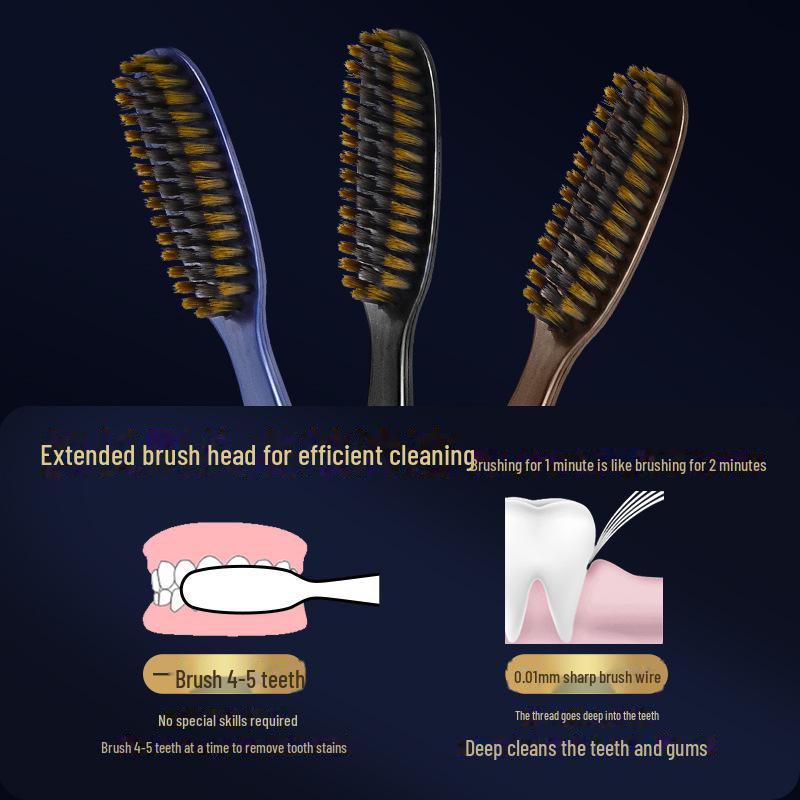 GYN [Lot de 5] Brosses à dents à tête longue souples et moyennes pour adultes avec manches colorés